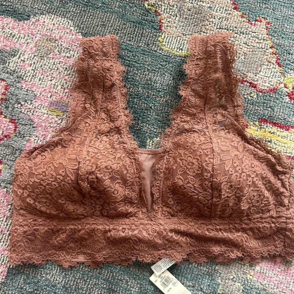 Aerie Eyelash Lace Padded Plunge Bralette size XL NWT - Picture 3 of 8